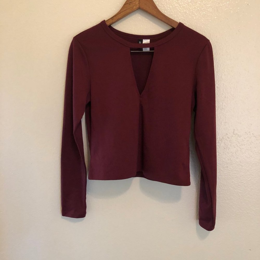 H&M Burgundy Cut Out Blouse